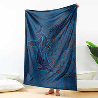 Hawaiian Whales Polynesian Art Motifs Blanket Blue Color - Polynesian Pride