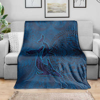 Hawaiian Whales Polynesian Art Motifs Blanket Blue Color - Polynesian Pride