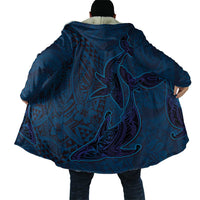 Hawaiian Whales Polynesian Art Motifs Cloak Blue Color - Polynesian Pride