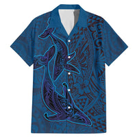 Hawaiian Whales Polynesian Art Motifs Family Matching Mermaid Dress and Hawaiian Shirt Blue Color - Polynesian Pride
