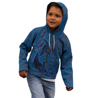 Hawaiian Whales Polynesian Art Motifs Kid Hoodie Blue Color - Polynesian Pride
