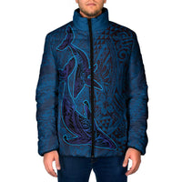Hawaiian Whales Polynesian Art Motifs Padded Jacket Blue Color LT03 Men Blue - Polynesian Pride