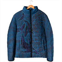 Hawaiian Whales Polynesian Art Motifs Padded Jacket Blue Color LT03 - Polynesian Pride