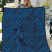 Hawaiian Whales Polynesian Art Motifs Quilt Blue Color - Polynesian Pride