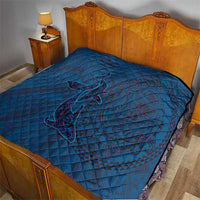 Hawaiian Whales Polynesian Art Motifs Quilt Blue Color - Polynesian Pride