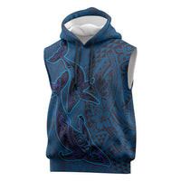 Hawaiian Whales Polynesian Art Motifs Sleeveless Hoodie Blue Color LT03 Blue - Polynesian Pride