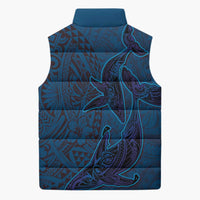 Hawaiian Whales Polynesian Art Motifs Sleeveless Puffer Jacket Blue Color LT03 - Polynesian Pride