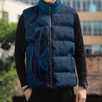 Hawaiian Whales Polynesian Art Motifs Sleeveless Puffer Jacket Blue Color LT03 - Polynesian Pride