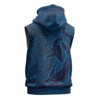 Hawaiian Whales Polynesian Art Motifs Sleeveless Zip Hoodie Blue Color LT03 - Polynesian Pride