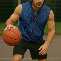Hawaiian Whales Polynesian Art Motifs Sleeveless Zip Hoodie Blue Color LT03 - Polynesian Pride