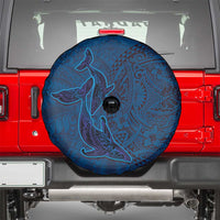 Hawaiian Whales Polynesian Art Motifs Spare Tire Cover Blue Color - Polynesian Pride