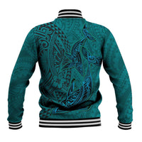 Hawaiian Whales Polynesian Art Motifs Baseball Jacket Turquoise Color LT03 - Polynesian Pride