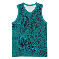 Hawaiian Whales Polynesian Art Motifs Basketball Jersey Turquoise Color LT03 Unisex Turquoise - Polynesian Pride