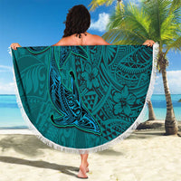 Hawaiian Whales Polynesian Art Motifs Beach Blanket Turquoise Color LT03 - Polynesian Pride