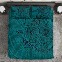 Hawaiian Whales Polynesian Art Motifs Bedding Set Turquoise Color - Polynesian Pride