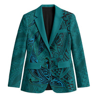 Hawaiian Whales Polynesian Art Motifs Blazer Turquoise Color LT03 Unisex Turquoise - Polynesian Pride
