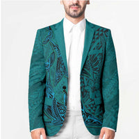 Hawaiian Whales Polynesian Art Motifs Blazer Turquoise Color LT03 - Polynesian Pride
