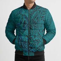 Hawaiian Whales Polynesian Art Motifs Bomber Puffer Jacket Turquoise Color LT03 - Polynesian Pride