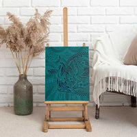 Hawaiian Whales Polynesian Art Motifs Canvas Wall Art Turquoise Color LT03 - Polynesian Pride