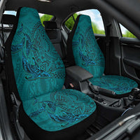 Hawaiian Whales Polynesian Art Motifs Car Seat Cover Turquoise Color - Polynesian Pride