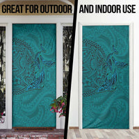 Hawaiian Whales Polynesian Art Motifs Door Cover Turquoise Color LT03 - Polynesian Pride
