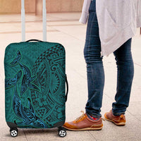 Hawaiian Whales Polynesian Art Motifs Luggage Cover Turquoise Color LT03 Turquoise - Polynesian Pride