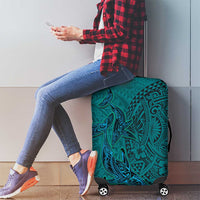 Hawaiian Whales Polynesian Art Motifs Luggage Cover Turquoise Color LT03 - Polynesian Pride