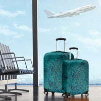 Hawaiian Whales Polynesian Art Motifs Luggage Cover Turquoise Color LT03 - Polynesian Pride
