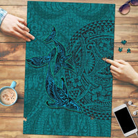 Hawaiian Whales Polynesian Art Motifs Puzzle Turquoise Color LT03 Turquoise - Polynesian Pride