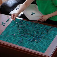 Hawaiian Whales Polynesian Art Motifs Puzzle Turquoise Color LT03 - Polynesian Pride