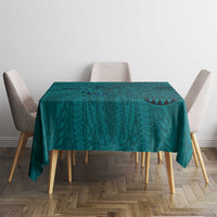 Hawaiian Whales Polynesian Art Motifs Tablecloth Turquoise Color - Polynesian Pride