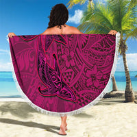 Hawaiian Whales Polynesian Art Motifs Beach Blanket Pink Color LT03 - Polynesian Pride
