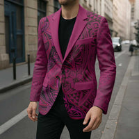 Hawaiian Whales Polynesian Art Motifs Blazer Pink Color LT03 - Polynesian Pride