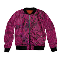 Hawaiian Whales Polynesian Art Motifs Bomber Jacket Pink Color - Polynesian Pride