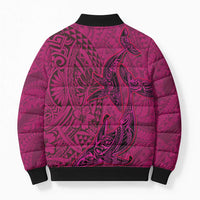 Hawaiian Whales Polynesian Art Motifs Bomber Puffer Jacket Pink Color LT03 - Polynesian Pride