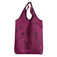 Hawaiian Whales Polynesian Art Motifs Grocery Bag Pink Color - Polynesian Pride