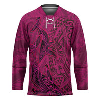 Hawaiian Whales Polynesian Art Motifs Hockey Jersey Pink Color - Polynesian Pride