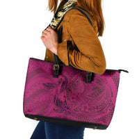 Hawaiian Whales Polynesian Art Motifs Leather Tote Bag Pink Color LT03 Pink - Polynesian Pride