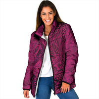 Hawaiian Whales Polynesian Art Motifs Padded Jacket Pink Color LT03 Women Pink - Polynesian Pride