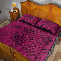 Hawaiian Whales Polynesian Art Motifs Quilt Bed Set Pink Color - Polynesian Pride