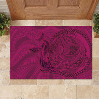 Hawaiian Whales Polynesian Art Motifs Rubber Doormat Pink Color LT03 Pink - Polynesian Pride