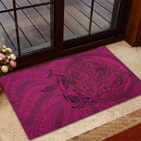 Hawaiian Whales Polynesian Art Motifs Rubber Doormat Pink Color LT03 - Polynesian Pride