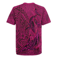 Hawaiian Whales Polynesian Art Motifs Rugby Jersey Pink Color - Polynesian Pride