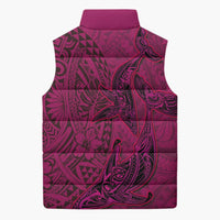 Hawaiian Whales Polynesian Art Motifs Sleeveless Puffer Jacket Pink Color LT03 - Polynesian Pride