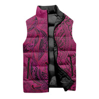 Hawaiian Whales Polynesian Art Motifs Sleeveless Puffer Jacket Pink Color LT03 - Polynesian Pride