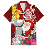 Custom Northern Mariana Islands Christmas Hawaiian Shirt Funny Santa Hug Latte Stone Ylang-ylang and Polynesia Pattern Red LT03 Red - Polynesian Pride
