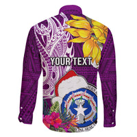 Custom Northern Mariana Islands Christmas Family Matching Mermaid Dress and Hawaiian Shirt Funny Santa Hug Latte Stone Ylang-ylang and Polynesia Pattern Pink LT03 - Polynesian Pride