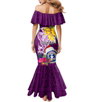 Custom Northern Mariana Islands Christmas Family Matching Mermaid Dress and Hawaiian Shirt Funny Santa Hug Latte Stone Ylang-ylang and Polynesia Pattern Pink LT03 - Polynesian Pride