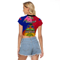 Haiti Battle of Vertieres Raglan Cropped T Shirt The Haitian Revolution 220th Anniversary Polynesian Style LT03 - Polynesian Pride