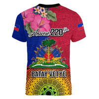 Haiti Battle of Vertieres Women V Neck T Shirt The Haitian Revolution 220th Anniversary Polynesian Style LT03 - Polynesian Pride